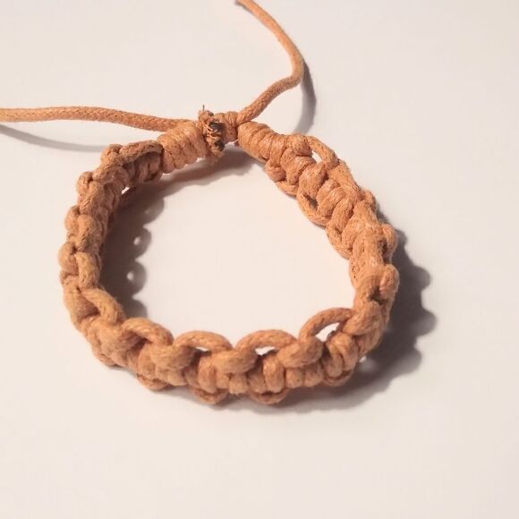 None Other - Men's leather bracelet braided brown New d4